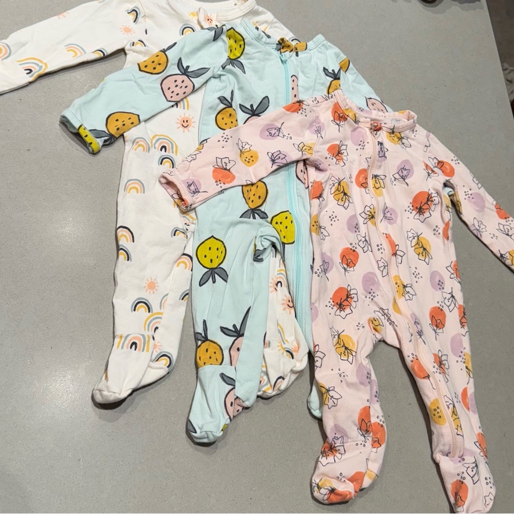 BUNDLE: Tea Collection Colorful Fruit and Floral Kids Footies
